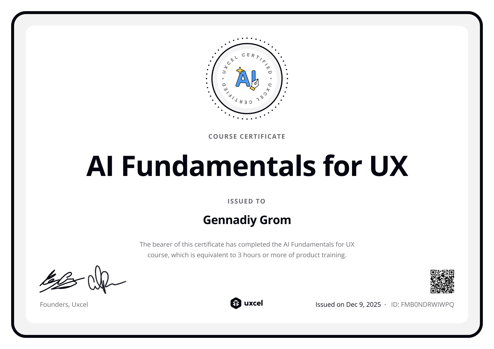 Henke Thunder's certificate